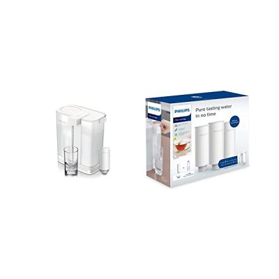 image Philips Water Filtre à eau instantané avec 1 filtre, filtration avancée, débit 1 L/min, rechargeable USB-C, filtre le CHLORE, le PLOMB, les PESTICIDES et les MICROPLASTIQUES, 3 L